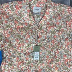 Goodfellow & Co Men's Floral Button Down Shirt - Orange, Green, Cream
